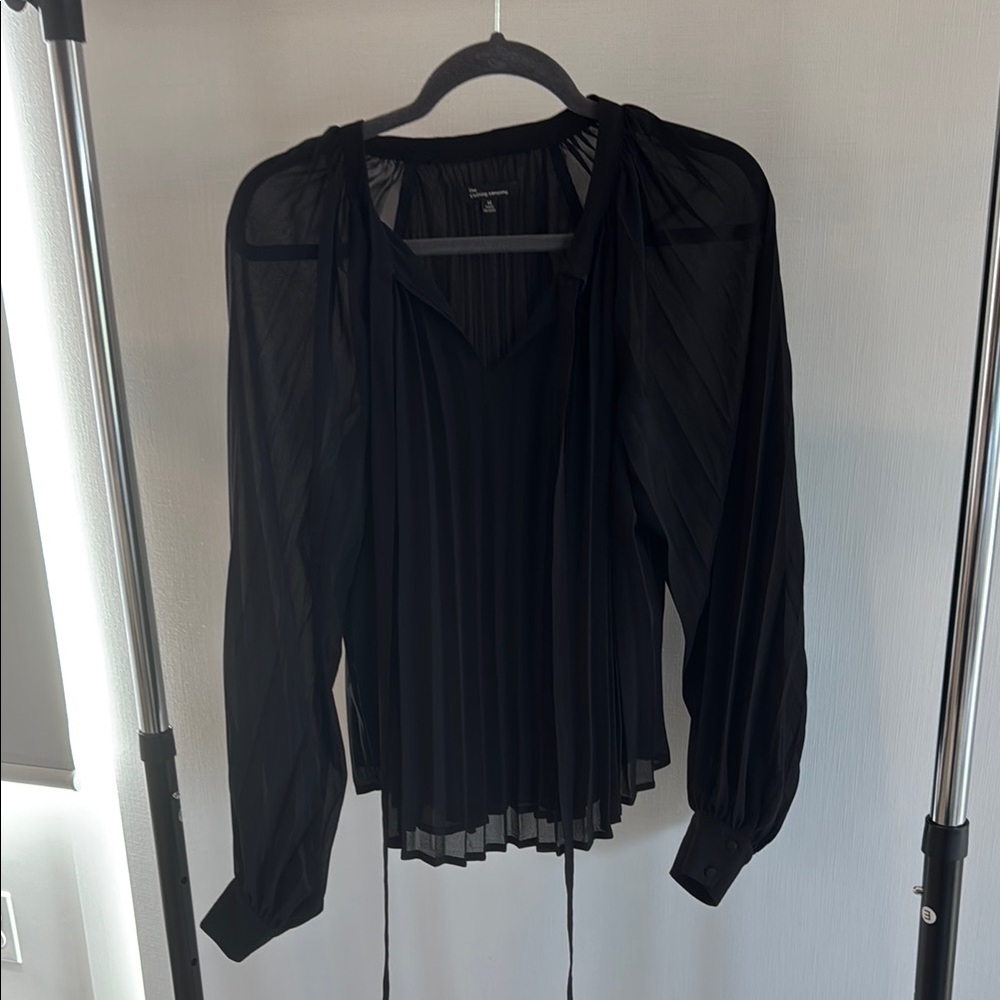 The Clothing Company Black Sheer Pleated Blouse